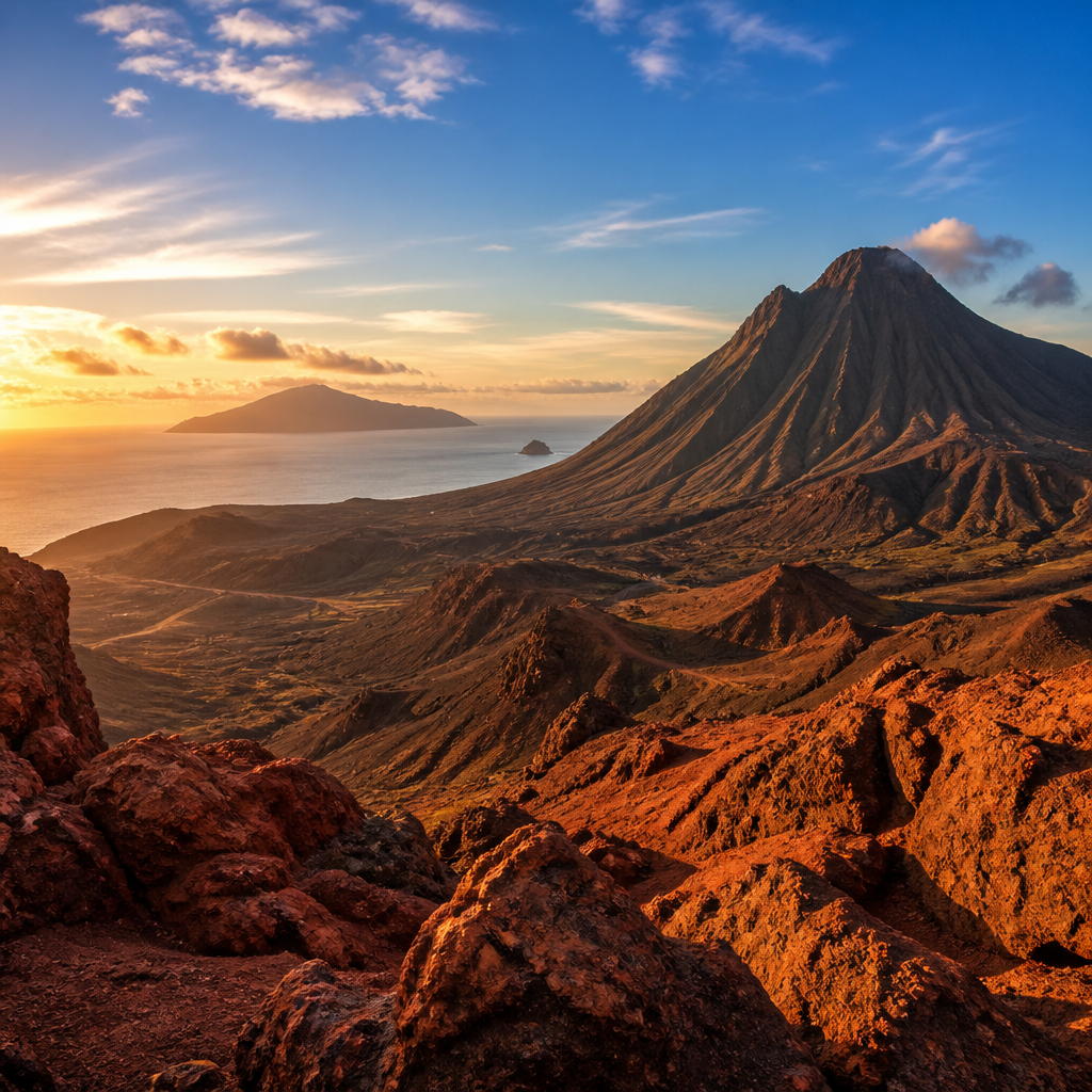Vulkanlandschaft mit Blick auf den Teide, eine der bekanntesten Sehenswürdigkeiten in Teneriffa