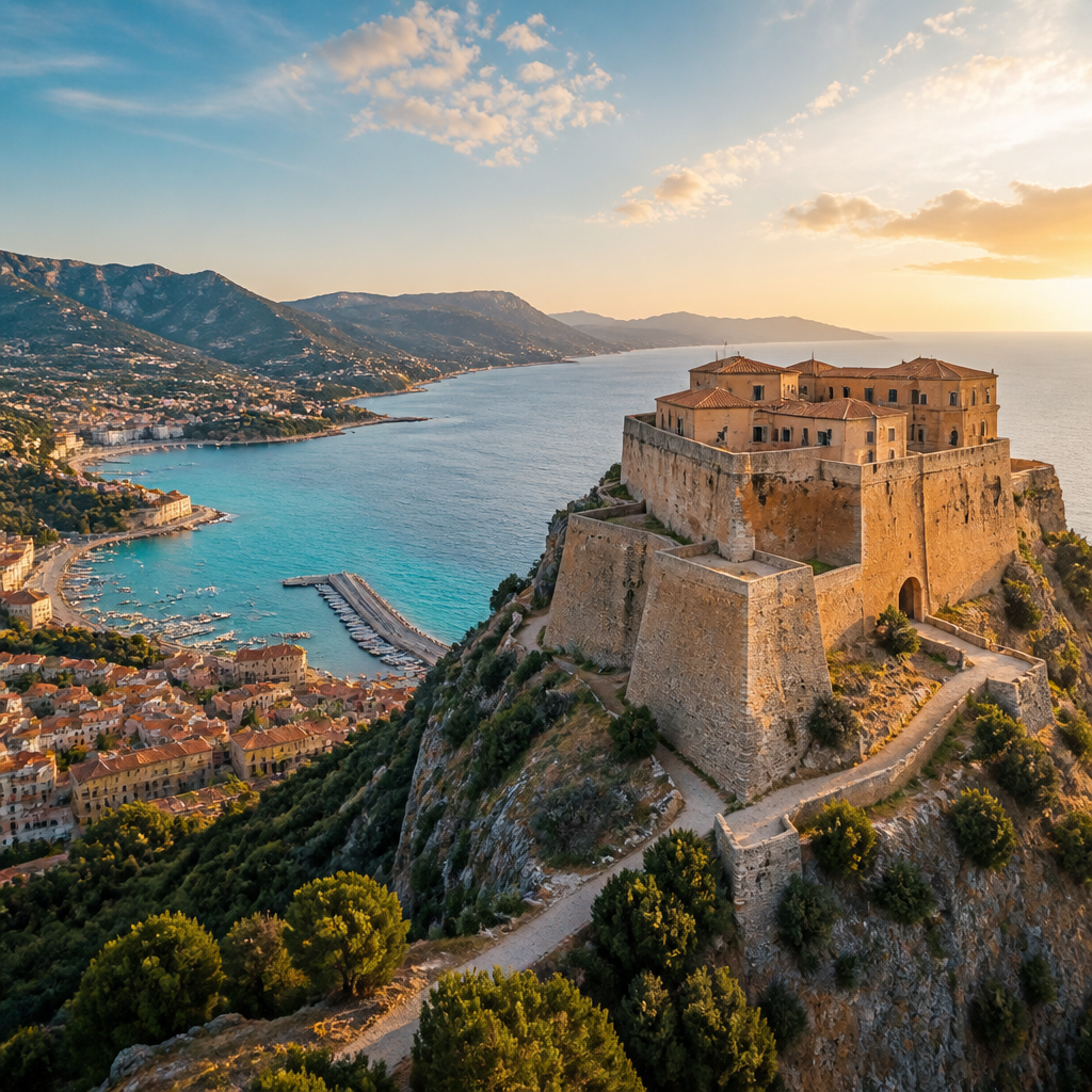 Alanya Sehenswürdigkeiten: Blick auf die Burg über der türkisblauen Bucht am Mittelmeer