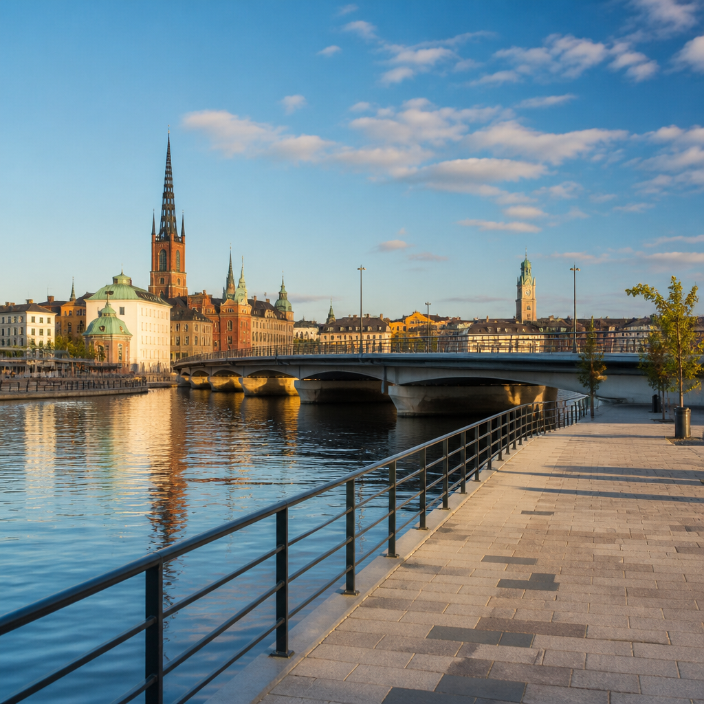 Kiel Stadtrundgang auf eigene Faust: Blick über Förde, Brücke und Altstadt-Silhouette