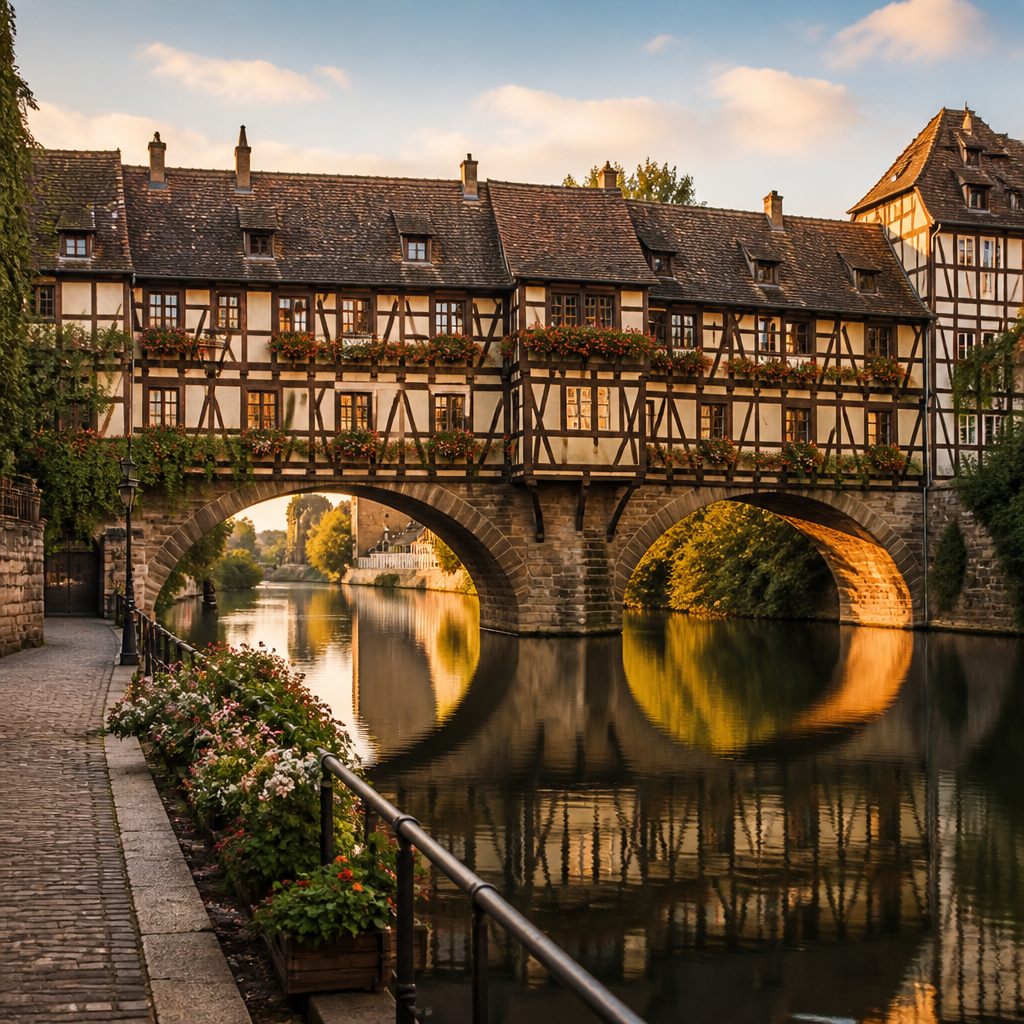 Historische Brückenhäuser über der Nahe als Symbol für Bad Kreuznach Sehenswürdigkeiten